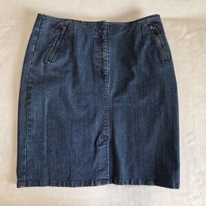 Talbot's Stretch Blue Denim Skirt 12 Petite